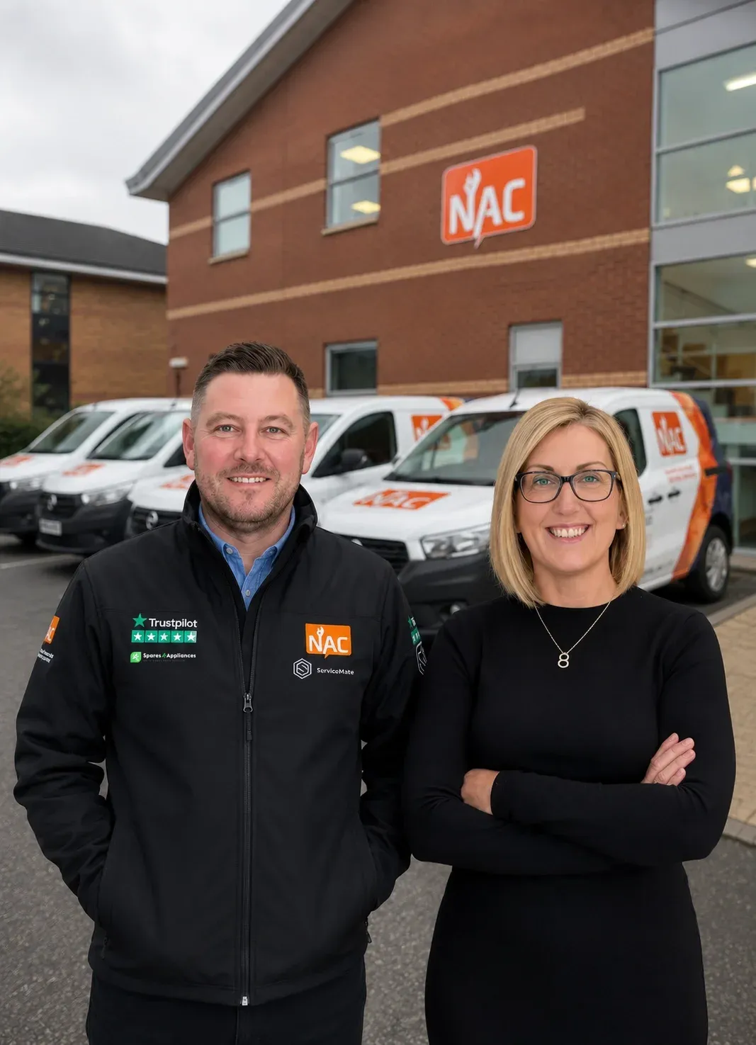 NAC founders Adrian and Amanda Welke outside the company's head office